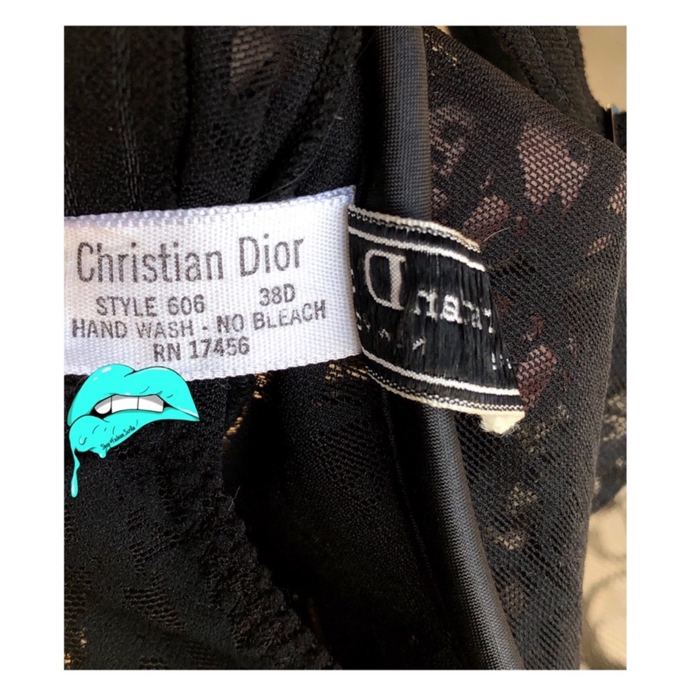 Dior 80’s Vintage Monogram Oblique Jacquard Trotter Black Sheer Logo Bodysuit - Picture 4 of 16